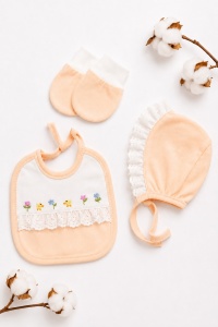 Set nou nascut fetita 10 piese 100% bumbac, piersica, paturica, body, vestuta - Img 6