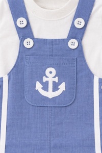 Set vara bebe 2 piese salopeta cu bretele si tricou bumbac model marin - Img 4
