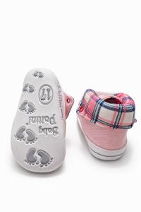 Adidasi bebelusi roz cu siret talpa flexibila guler carouri stil sport casual - Img 5