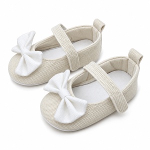 Balerini bebe fete crem cu funda alba si bareta, pantofiori eleganti - Img 4
