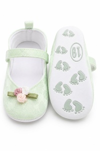 Balerini bebe vernil eleganti cu floricele decorative, comozi si delicati pentru fetite - Img 5