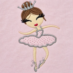 Compleu bebe fetita 3 piese, 100% bumbac, body cu balerina, pantaloni si jacheta cu gluga si tull, roz - Img 5