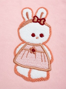 Compleu bebe fetite 3 piese roz cu hanorac body iepuras si pantaloni din bumbac - Img 4
