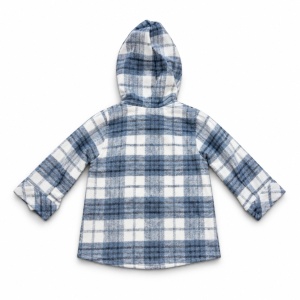 Costum baiat 3 piese bumbac 100% cu hanorac tip camasa in carouri, bluza si blugi gri, fotografie de produs pe fundal alb