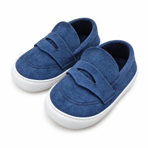 Mocasini bebe baieti albastri, pantofiori eleganti cu talpa moale