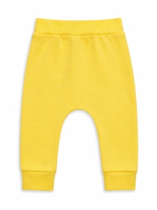 Pantaloni bebe galbeni bumbac imprimeu fata zambet confortabili - Img 2