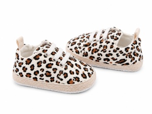 Pantofi bebe leopard tip sneakers cu talpa antiderapanta si sireturi moi - Img 4