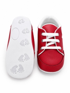 Pantofi bebe rosii casual cu siret si aplicatie stea comozi - Img 4