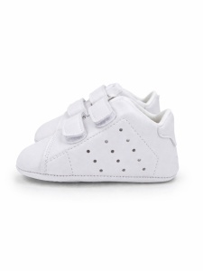 Pantofi bebelusi albi tip sneakers cu inchidere cu arici, talpa moale antiderapanta pentru primii pasi - Img 6