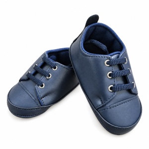 Pantofiori bebe baieti bleumarin cu sireturi, eleganti, talpa moale