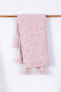 Patura bebe lana de oaie roz pufoasa 95x85 cm pentru patut carucior si dormit - Img 4