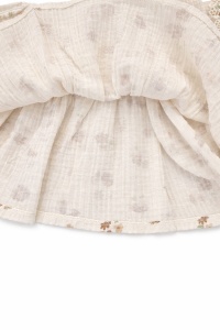 Rochie muselina fetita bej cu flori maro dantela stil vintage boho elegant - Img 6
