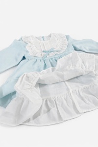 Rochita eleganta fetite bleu cu dantela alba stil clasic - Img 3