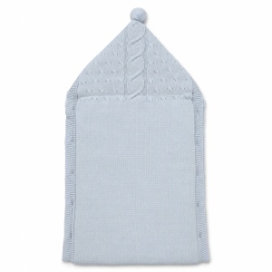 Sac de dormit bebe tricotat bleu cu gluga, captuseala moale imblanita si nasturi laterali - Img 3