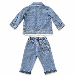 Set baieti 3 piese cu geaca denim, pantaloni jeans si bluza cu maneca lunga - Img 4