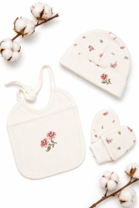 Set bebe 10 piese din bumbac cu imprimeu floral delicat nou nascut - Img 5