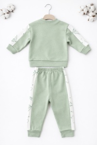 Set bebe baiat 2 piese zoo friends bluza si pantaloni verde confort - Img 3