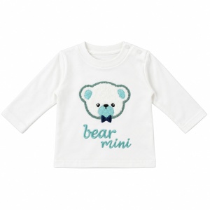 Set bebe baiat 3 piese din bumbac cu hanorac cu ursuleti, bluza si pantaloni turcoaz - Img 5