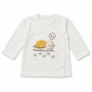 Compleu bebe alb si galben cu bluza, pantaloni si caciulita, fotografie de produs pe fundal alb