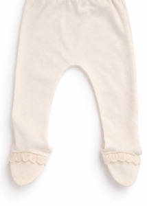 Set bebe fete crem 3 piese elegant bluza volane dantela pantaloni bentita - Img 5