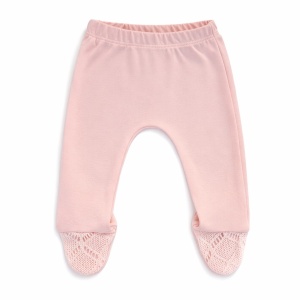 Set bebe fete roz pudra 3 piese elegant bluza dantela pantaloni bentita - Img 3
