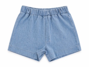 Set bebe fetita 2 piese bej cu broderie si pantaloni scurti denim vara - Img 5