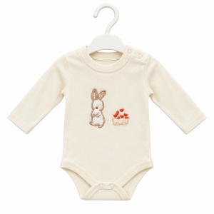 Set bebe fetita 3 piese din bumbac catifelat cu jacheta cu gluga, body si pantaloni - Img 5