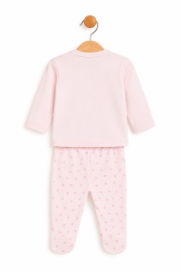 Set bebe fetita 3 piese roz din bumbac cu bluza pantalon si caciulita sweet caty world - Img 4
