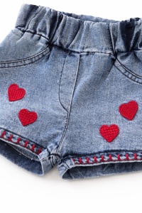 Set bebe fetita vara bluza alba inimioare rosii pantaloni scurti denim - Img 6