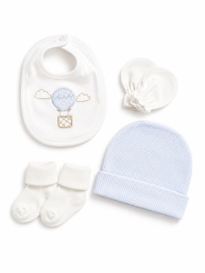 Set nou-nascut 10 piese cu salopeta bleu si iepurasi, 100% bumbac pentru bebelusi - Img 4