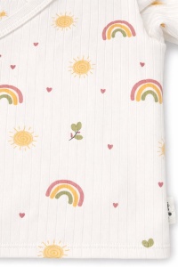 Set nou nascut 3 piese bumbac crem curcubeu body pantaloni caciulita unisex - Img 5