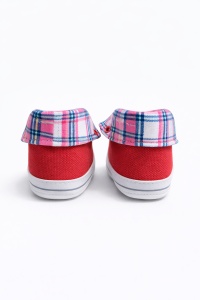 Tenisi bebelusi rosii cu siret talpa flexibila carouri stil sport casual - Img 4