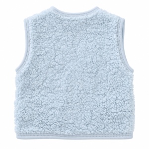 Vesta bebe bleu din material teddy cu ursulet, fotografie de produs pe fundal alb