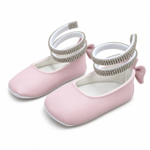 Balerini bebe fetite roz cu barete stralucitoare, eleganti pentru botez si ocazii - Img 5