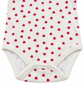 Body bebe crem din bumbac cu inimioare rosii, maneca lunga si capse - Img 5