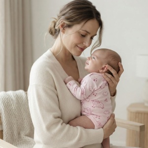 Body bebe roz cu maneca lunga si imprimeu ursuleti, fotografie lifestyle