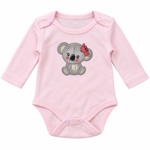 Compleu bebe fetita 3 piese, bumbac, body cu koala, jacheta cu gluga si pantaloni, roz - Img 4