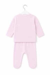 Compleu bebe fetita roz cu caciulita si imprimeu veverite din bumbac - Img 4