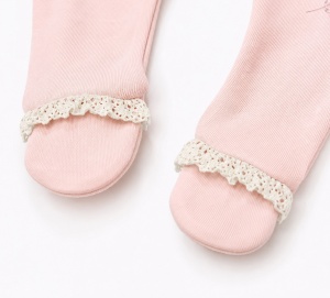 Compleu elegant bebe fetita roz pudrat cu bentita si dantela 3 piese - Img 6