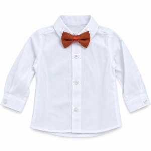 Costum bebe baiat caramiziu 3 piese cu sacou camasa si pantaloni pentru ceremonie, fotografie de produs pe fundal alb