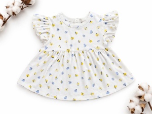 Costumas bebe fetita 2 piese bluza cu imprimeu si pantaloni scurti denim - Img 5