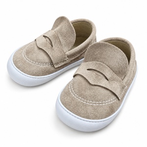 Mocasini bebe baieti bej, pantofiori eleganti cu talpa moale - Img 4