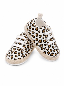 Pantofi bebe leopard tip sneakers cu talpa antiderapanta si sireturi moi - Img 2