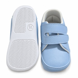 Pantofiori bebe bleu din piele ecologica cu doua barete cu arici - Img 3