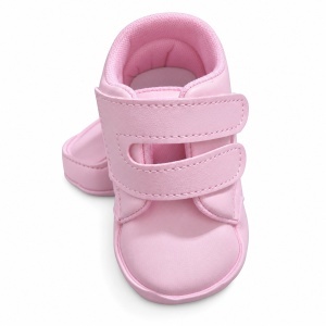 Pantofiori bebe roz din piele ecologica cu barete cu arici - Img 4