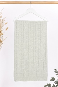 Paturica bebe tricotata gri, imblanita, 85x100 cm pentru carucior si patut - Img 4