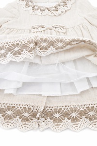 Rochie fetite muselina bej eleganta cu dantela rochie copii ocazie botez - Img 3
