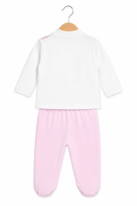 Set bebe 5 piese roz din bumbac cu trasura printesa pentru fetite nou-nascute - Img 6