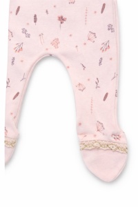 Set bebe fete 3 piese roz elegant bluza dantela pantaloni imprimati bentita - Img 3