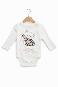 Set bebe fetita 3 piese din bumbac body pantaloni si hanorac cu gluga animal print - Img 3
